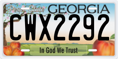 GA license plate CWX2292