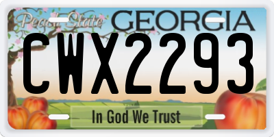 GA license plate CWX2293