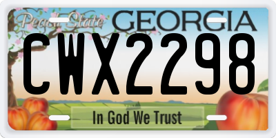 GA license plate CWX2298