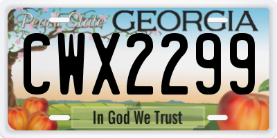 GA license plate CWX2299