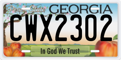GA license plate CWX2302