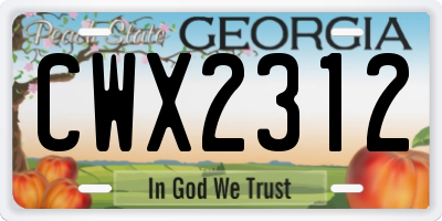 GA license plate CWX2312