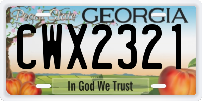 GA license plate CWX2321