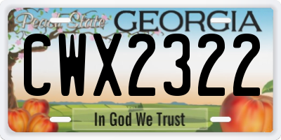 GA license plate CWX2322