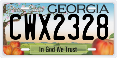 GA license plate CWX2328