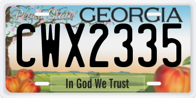 GA license plate CWX2335