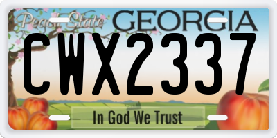 GA license plate CWX2337