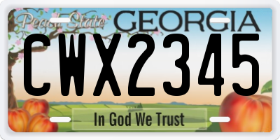 GA license plate CWX2345