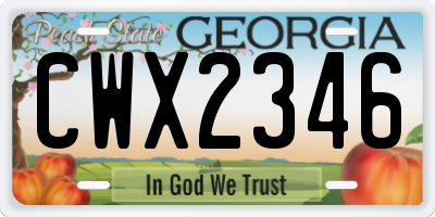 GA license plate CWX2346
