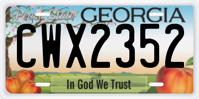 GA license plate CWX2352