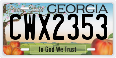 GA license plate CWX2353