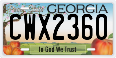 GA license plate CWX2360