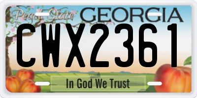 GA license plate CWX2361