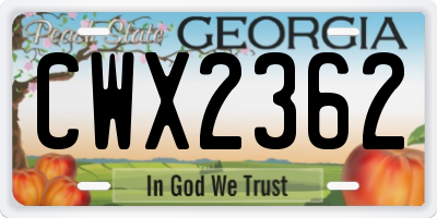 GA license plate CWX2362