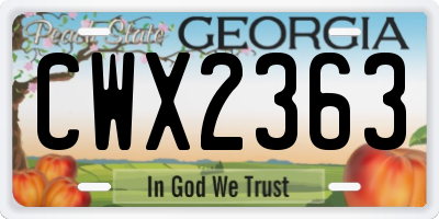GA license plate CWX2363
