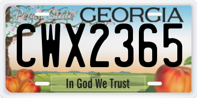 GA license plate CWX2365