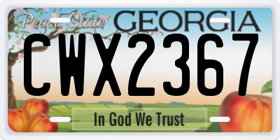 GA license plate CWX2367