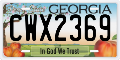 GA license plate CWX2369