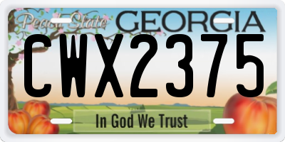 GA license plate CWX2375