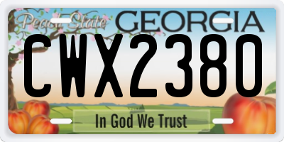 GA license plate CWX2380