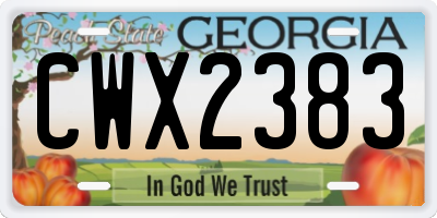 GA license plate CWX2383