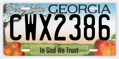 GA license plate CWX2386