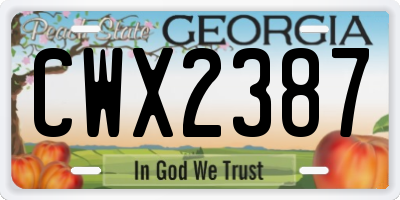 GA license plate CWX2387