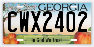 GA license plate CWX2402