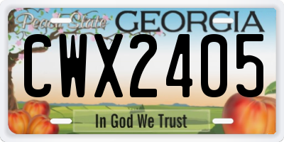 GA license plate CWX2405
