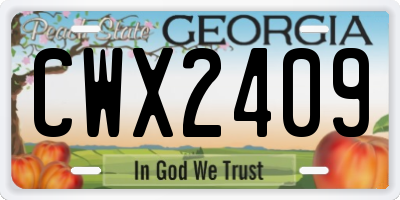 GA license plate CWX2409