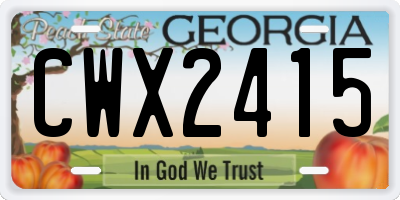 GA license plate CWX2415