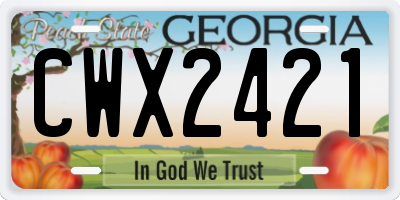 GA license plate CWX2421