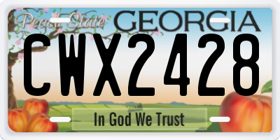 GA license plate CWX2428