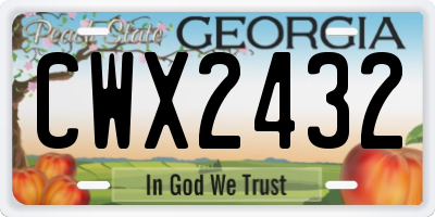 GA license plate CWX2432