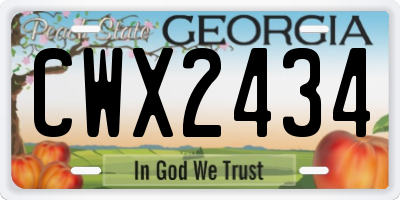 GA license plate CWX2434