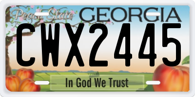 GA license plate CWX2445