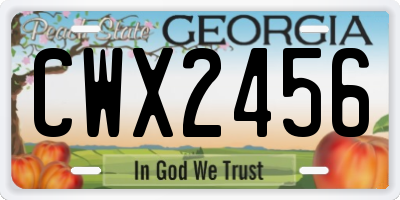GA license plate CWX2456