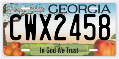 GA license plate CWX2458