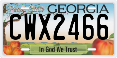 GA license plate CWX2466