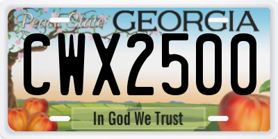 GA license plate CWX2500