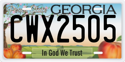 GA license plate CWX2505