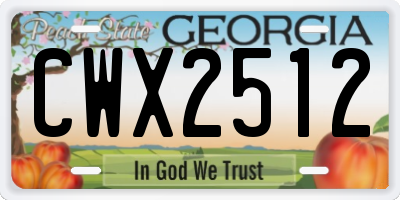 GA license plate CWX2512