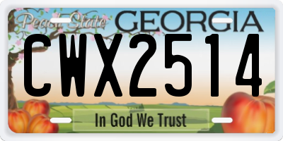 GA license plate CWX2514