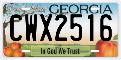 GA license plate CWX2516