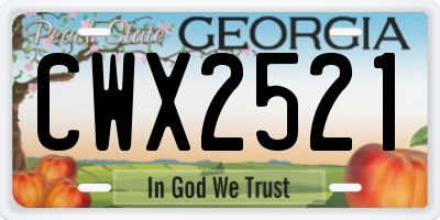 GA license plate CWX2521