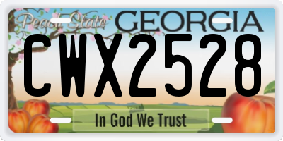 GA license plate CWX2528