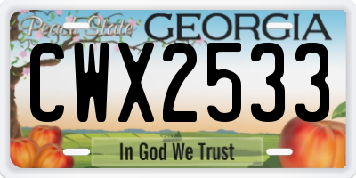 GA license plate CWX2533