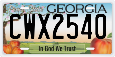 GA license plate CWX2540