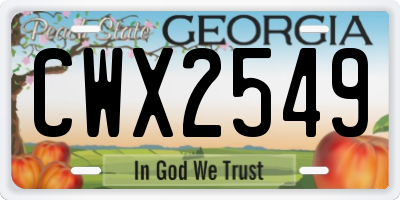 GA license plate CWX2549
