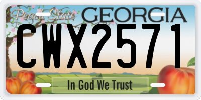 GA license plate CWX2571
